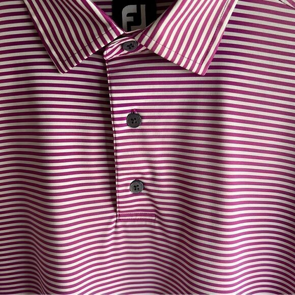 Men’s FootJoy Purple and White Striped Polo Medium - Picture 6 of 6